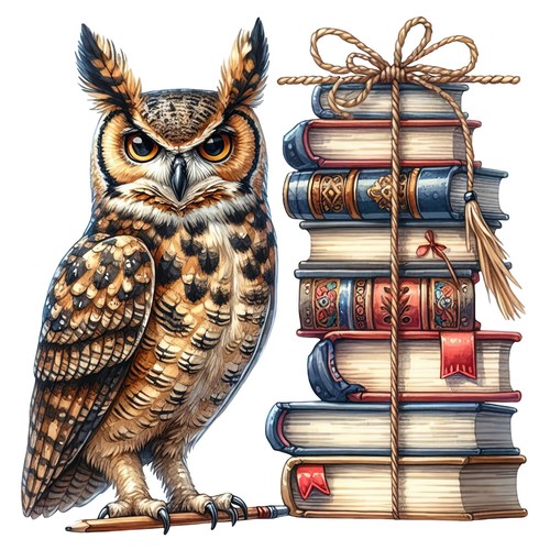 Sticker eule mit buch - sticker,